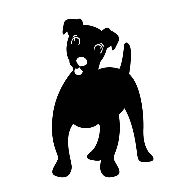Filhote de cachorro Terrier Jack Russell, ilustração vetorial, silhueta , — Vetor de Stock