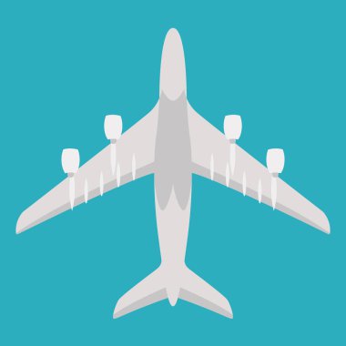 büyük yolcu uçağı, vektör çizim, düz