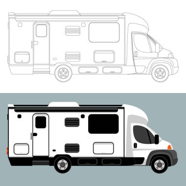 kamp Araba, vektör çizim, çizim astar,