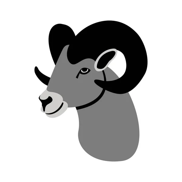 Cabeça de carneiro, ilustração vetorial, estilo plano , — Vetor de Stock
