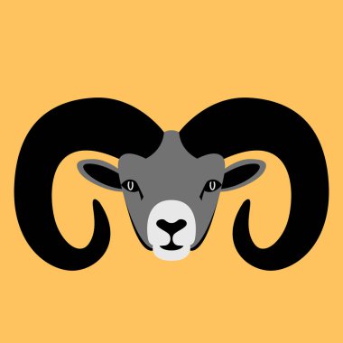 koç başı, vektör çizim, düz stil,