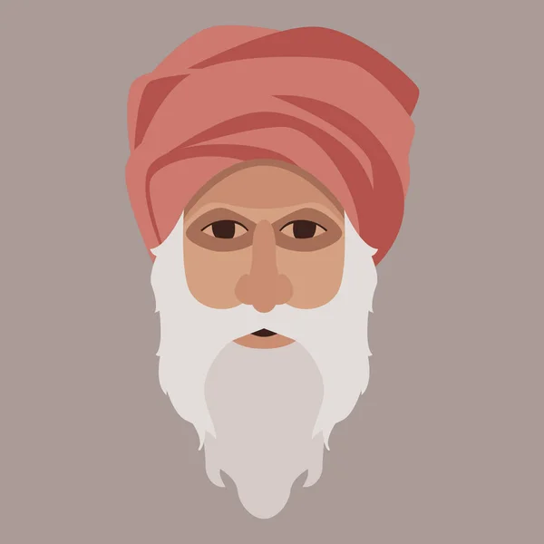Head man in a turban, vector illustration, — Stock Vector