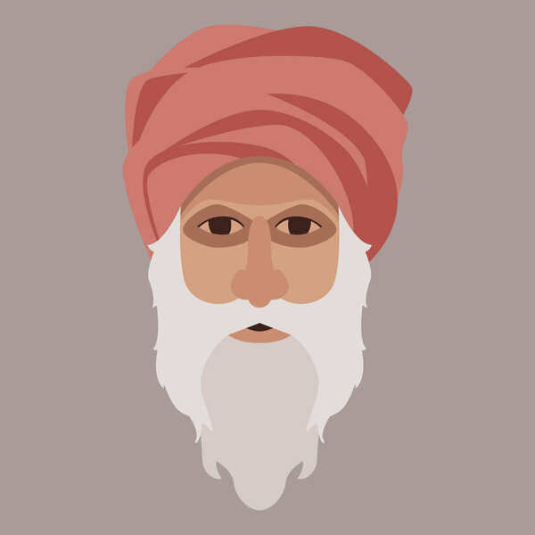 head man in a turban, vector illustration,