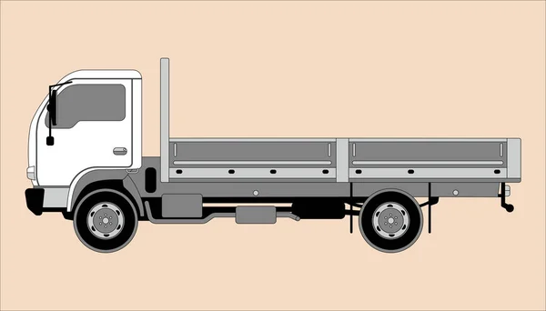 Petit camion à benne basculante, illustration vectorielle, dessin de doublure — Image vectorielle
