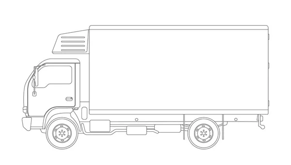 Vrachtwagen commerciële, vectorillustratie, draw voering — Stockvector