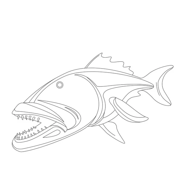 Морская рыба, векторная иллюстрация, вид профиля — стоковый вектор