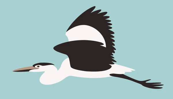 Heron ptak, wektor ilustracji, płaski styl — Wektor stockowy