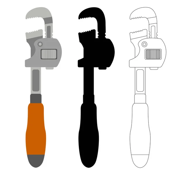 Classic  pipe wrench,vector illustration,set — Stock Vector