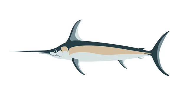Atlantischer Schwertfisch, Vektorillustration, flacher Stil — Stockvektor