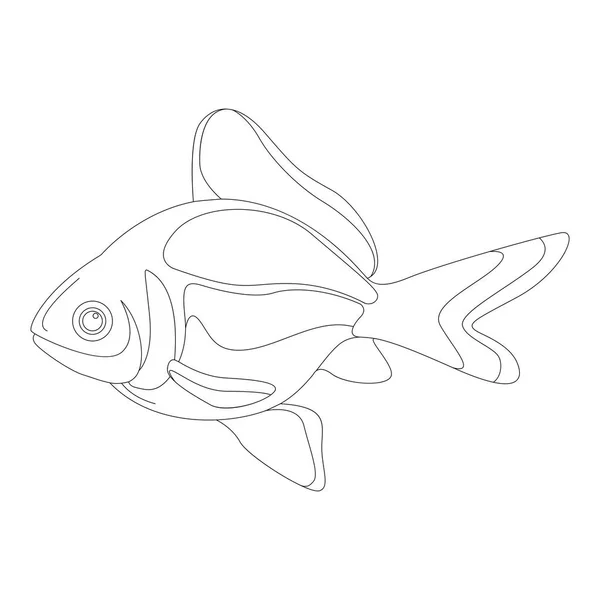 Dessin animé poisson rouge, illustration vectorielle, dessin de doublure — Image vectorielle