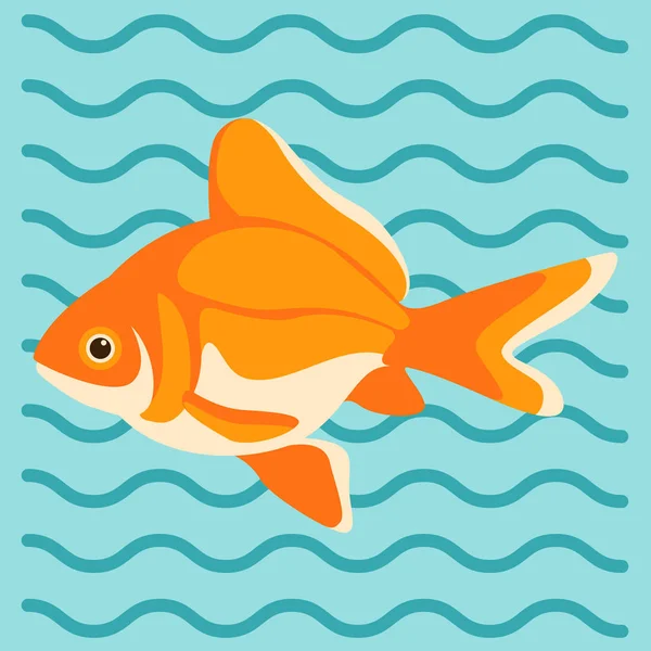 Dessin animé poisson rouge, illustration vectorielle, style plat — Image vectorielle