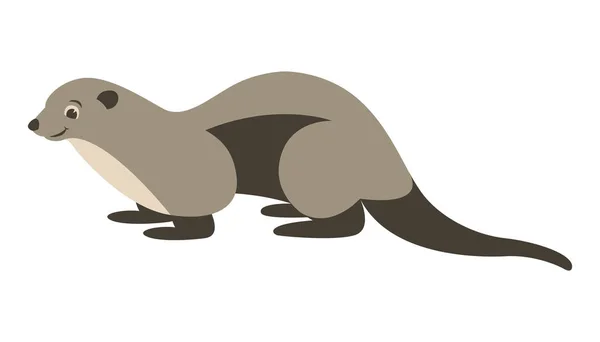 Cartoon otter, vektorillustration, platt stil, profil — Stock vektor