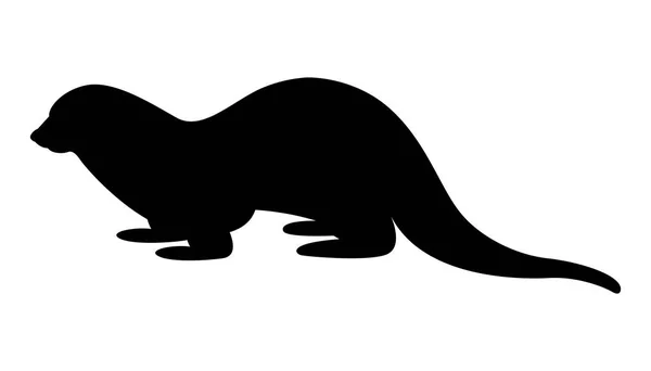 Cartoon Otter, Vektorillustration, schwarze Silhouette, Profil — Stockvektor