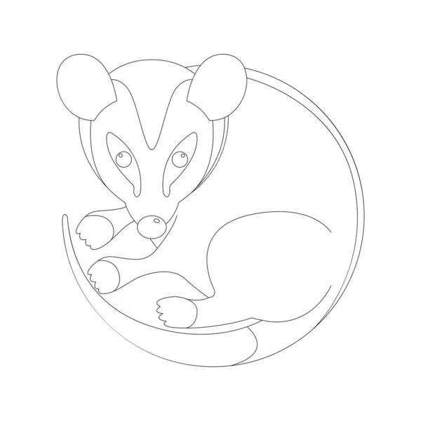 Cartone animato opossum, illustrazione vettoriale, disegno fodera — Vettoriale Stock