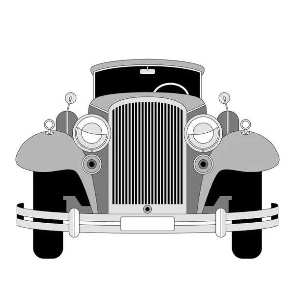 Vintage car, vector illustration, lining draw — стоковый вектор