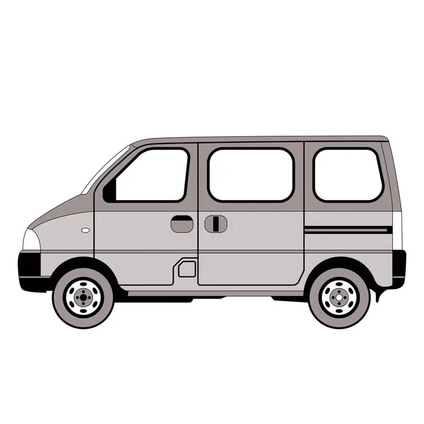 Van car, vector illustration , lining draw, profile — Stock Vector