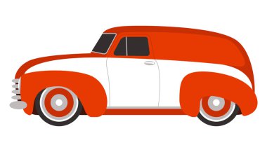 vintage araba, vektör illüstrasyon , düz stil, profil 