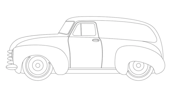 Vintage bil, vektor illustration, foder Draw, profil — Stock vektor