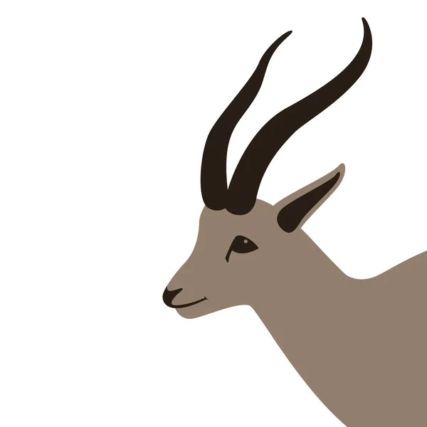 Głowa antylopy, ilustracja wektorowa, płaski styl, profil — Wektor stockowy