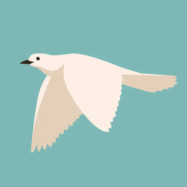 Illustration vectorielle colombe blanche, style plat, vue de profil — Image vectorielle