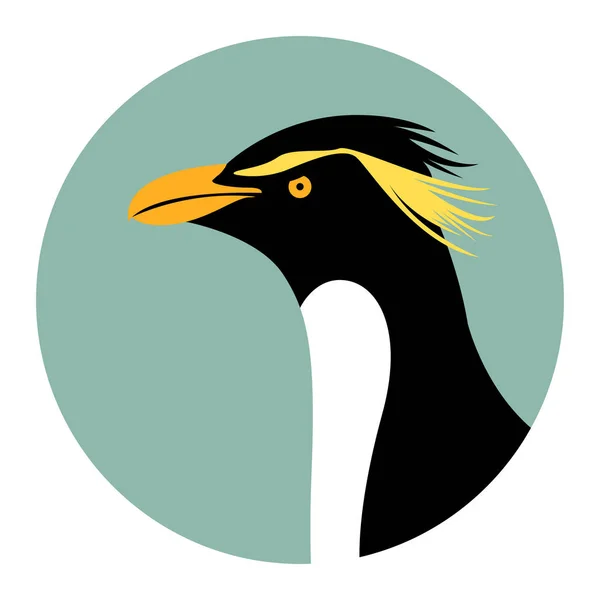 Cabeza de pingüino imperial, ilustración vectorial, estilo plano, perfil — Vector de stock