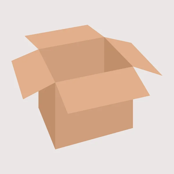 Caja de cartón, ilustración vectorial, estilo plano — Vector de stock