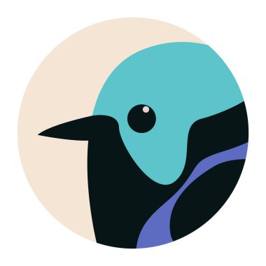 head Variegated Fairy Wren bird,vector illustration,flat clipart