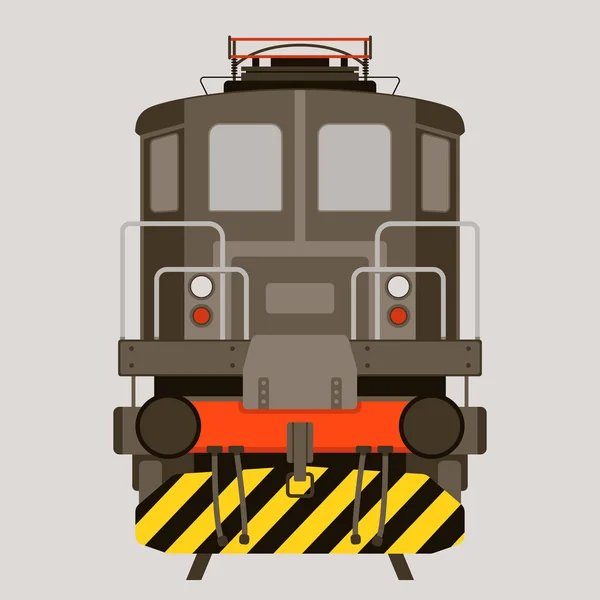 Локомотив, векторная иллюстрация, плоский стиль, передняя сторона — стоковый вектор