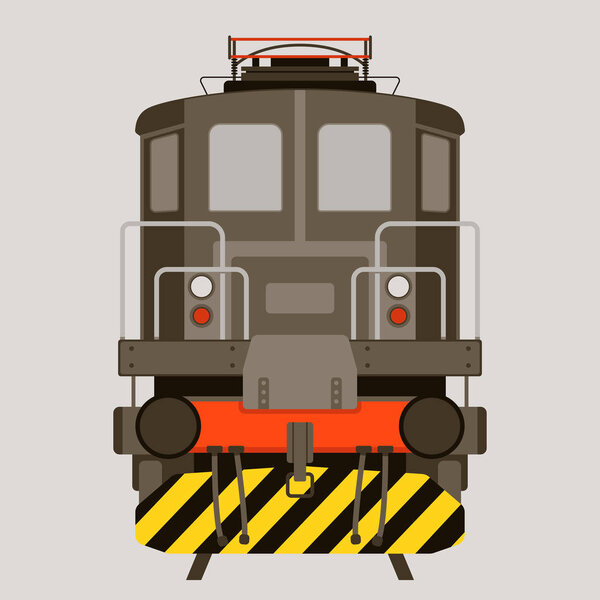 locomotive, vector illustration,flat style, front side