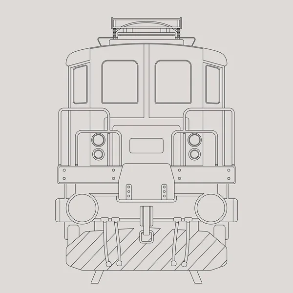 Vintage locomotive, vector illustration, lining draw — Stock Vector