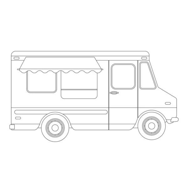Caminhão de sorvete, ilustração vetorial, desenho de forro, perfil — Vetor de Stock