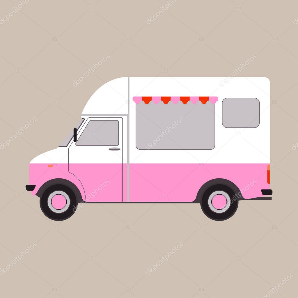 cargo van ice cream,vector illustration, flat style