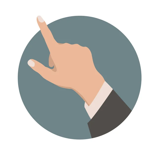Hand wijsvinger wijzend omhoog, vector illustratie — Stockvector