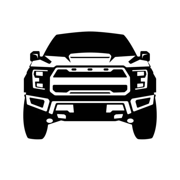 Truck Offroad Black Silhouette Front View Vector Illustration — Stock Vector