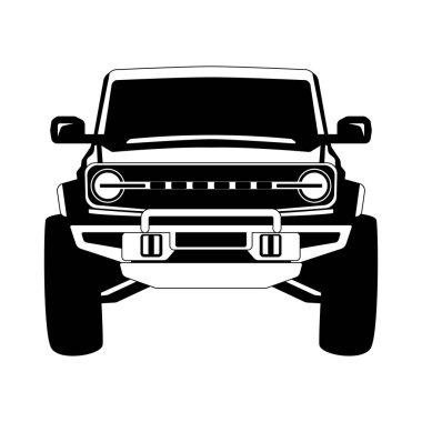  off road truck, front view, vektör illüstrasyonu, düz stil