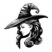 Okouzlující čarodějnice ve velké módní klobouk
