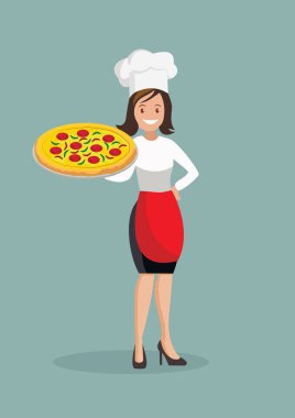 Pizza Chef kadınla.