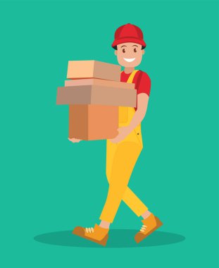 Parsel onun elinde adamla genç kurye.