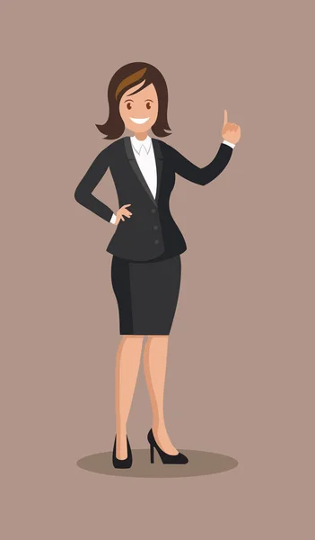 New Cool Idea Business Woman Points Something Vector Illustration Cartoon — Stock Vector