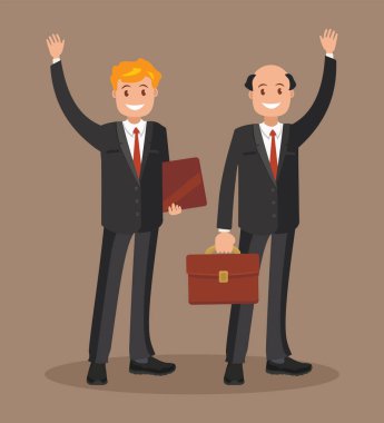 Ellerini sallayarak takım elbiseli iki iş adamları. Çalışanların iş takım.