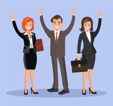 Bir grup genç adam ellerini sallayarak takım elbiseli