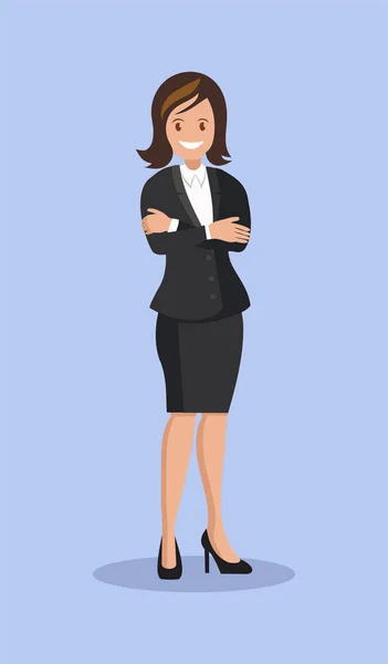 Business Woman Suit Employee Office Vector Illustration Flat Style — Stock Vector