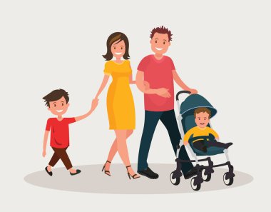 Anne ile bebek. Annem ve babam onun ilk doğan ve büyük oğlu ile yürümek.