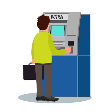 Adam para Atm. vektör çizim çekilmesi..