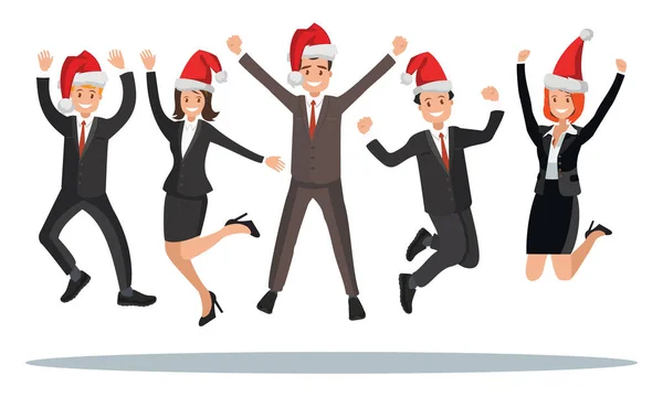 İş adamları Noel şapka içinde atladı.