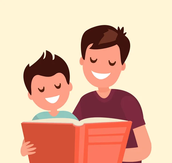 Батько читає книгу своєму синові . — стоковий вектор