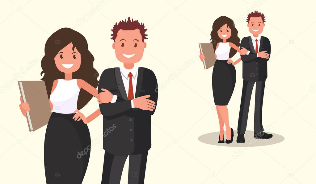 Business people. Couple of office workers. Vector illustration in cartoon style
