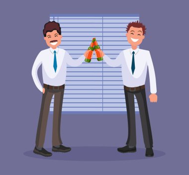 Ofis çalışanları bir dinlenme ve bir bira iç. Kurumsal Partisi.