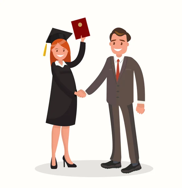 Kız bir diploma verilen üniversite mezunudur.