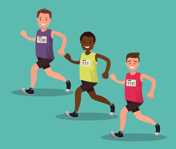 Katılımcıların Uluslararası Erkekler s maratonu. Vektör çizim.